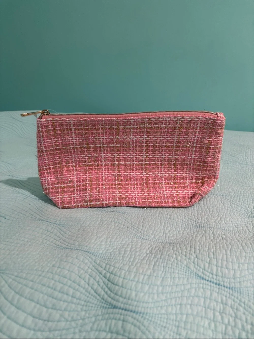 Tweed Makeup Zipper Pouch